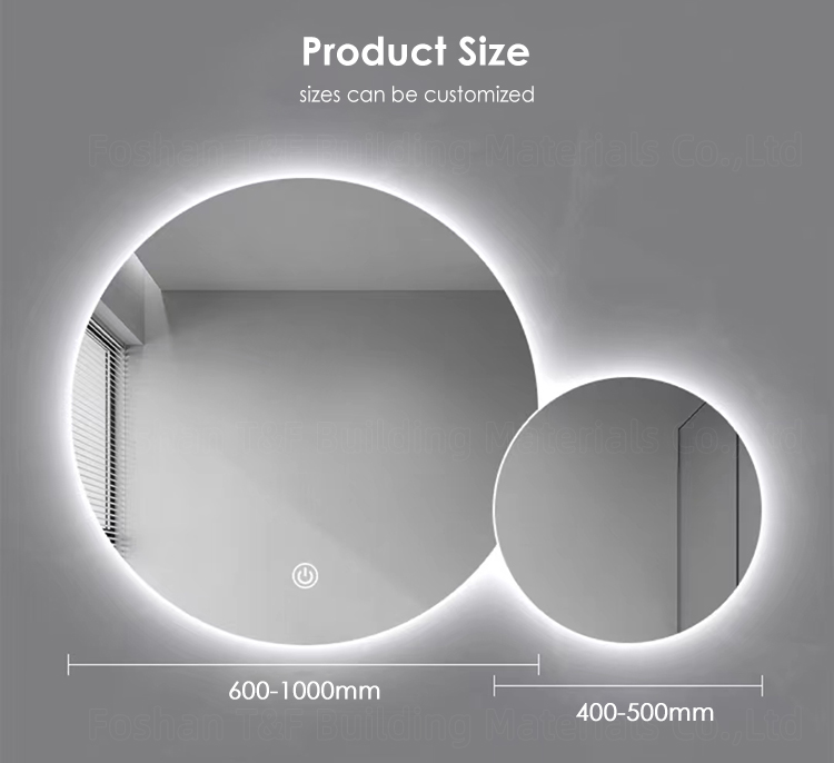 Modern Double Round Smart Led Wall Bath Mirrors for Hotel Apartment Project Sliver Bathroom Miroir Intelligent