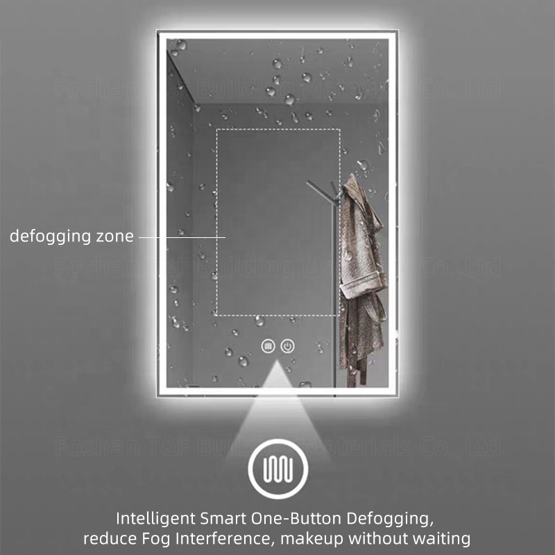Modern Miroir Led Intelligent Touch Screen Wall Hung Smart Barber Shop Make up Bathroom Vanity Light Smart Mirror