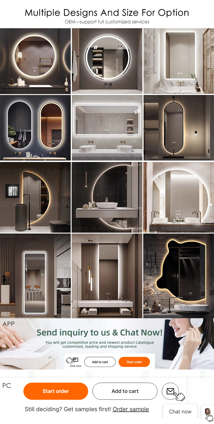 Modern Miroir Led Intelligent Touch Screen Wall Hung Smart Barber Shop Make up Bathroom Vanity Light Smart Mirror