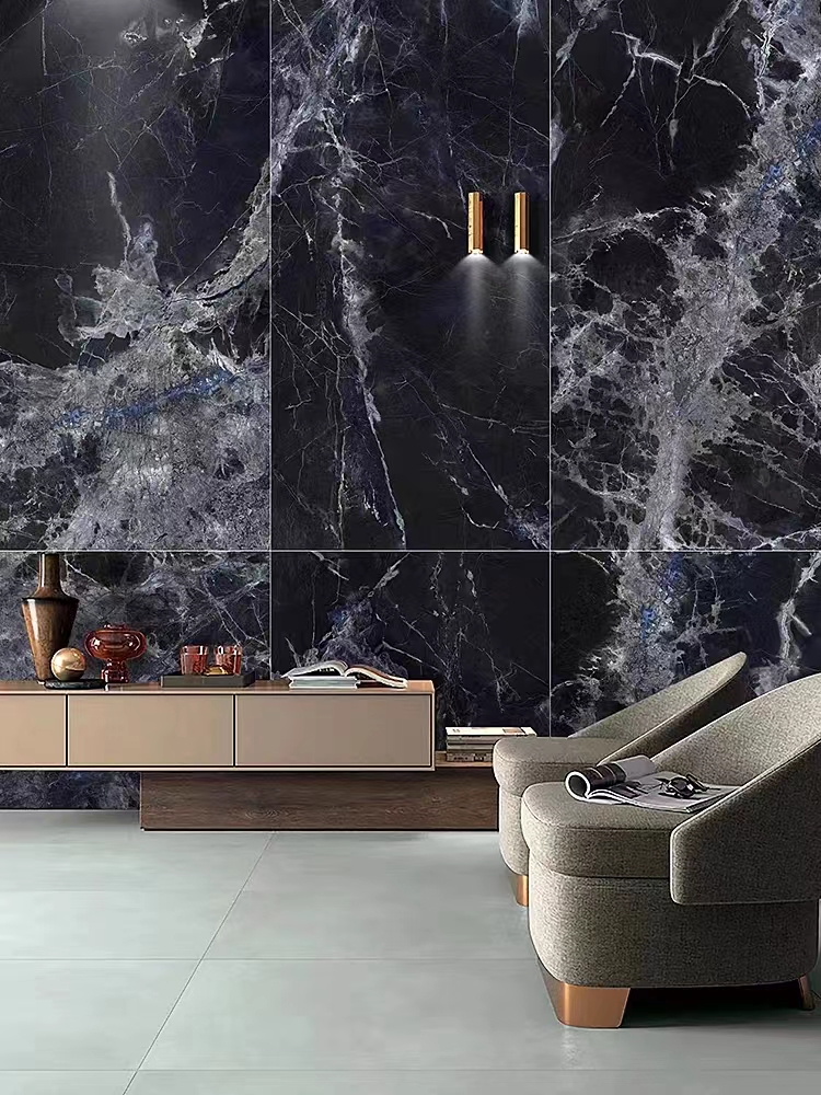 600x600 Glossy Black Gold Marble Tiles Carreaux Sol 60x60 Porcelain Polished Glazed Carrelage Black Floor Tile