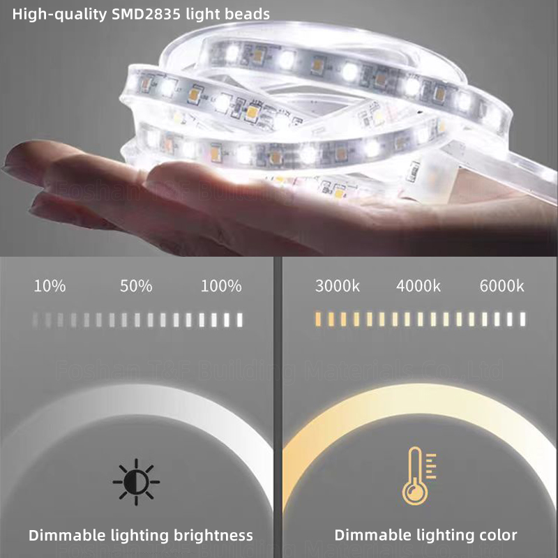OEM Modern LED Smart Bathroom Mirrors Defogging Rectangle Intelligent Touch Dimming Backlit Miroir Frameless Bath Mirror