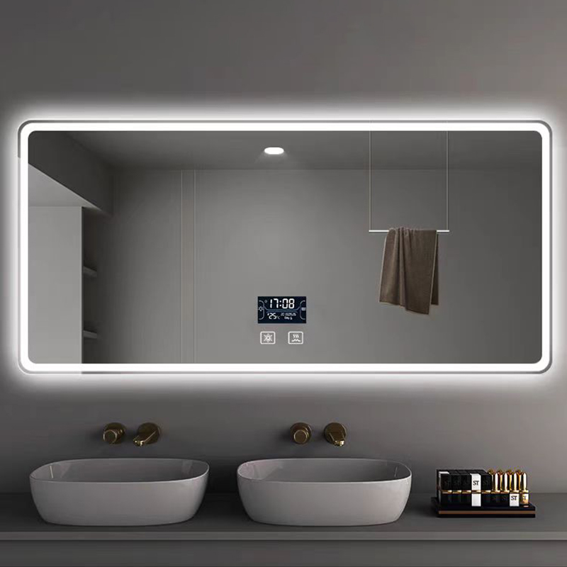OEM Modern LED Smart Bathroom Mirrors Defogging Rectangle Intelligent Touch Dimming Backlit Miroir Frameless Bath Mirror