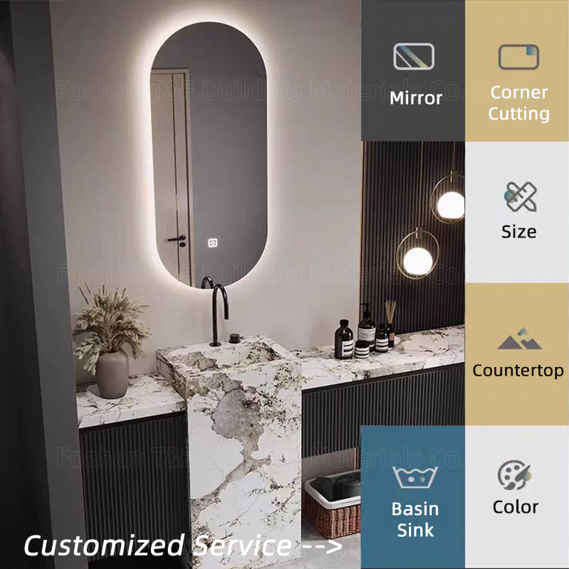 New Style Bathroom Vanity Wall Cabinet With Integrated Pedestal Sink and Smart Led Mirror Free Standing Bathroom Vanities