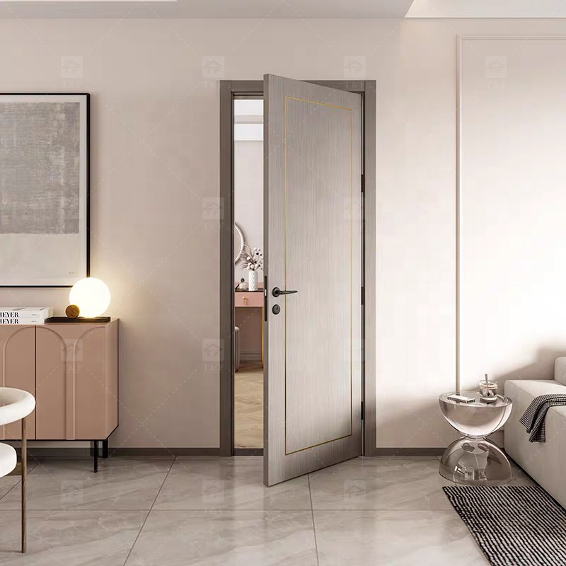 French Simple Design Sliding Interior Wood Door New Design Wooden Bedroom Door