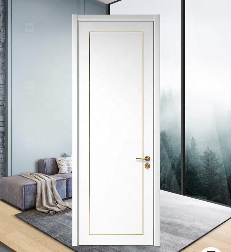 French Simple Design Sliding Interior Wood Door New Design Wooden Bedroom Door