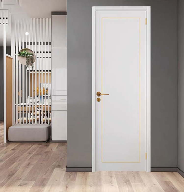 French Simple Design Sliding Interior Wood Door New Design Wooden Bedroom Door