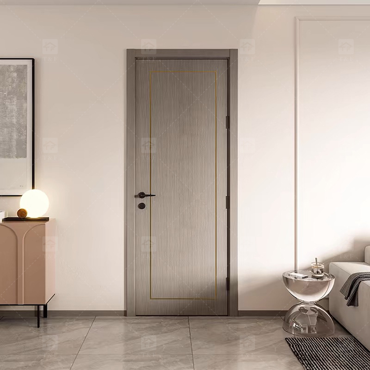 French Simple Design Sliding Interior Wood Door New Design Wooden Bedroom Door