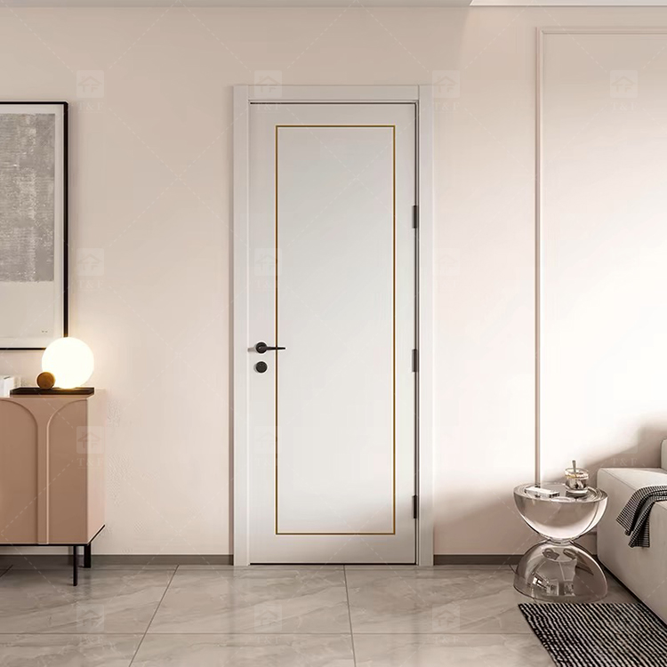French Simple Design Sliding Interior Wood Door New Design Wooden Bedroom Door