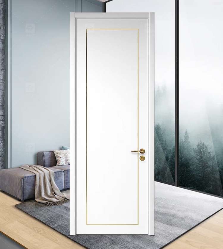 French Simple Design Sliding Interior Wood Door New Design Wooden Bedroom Door