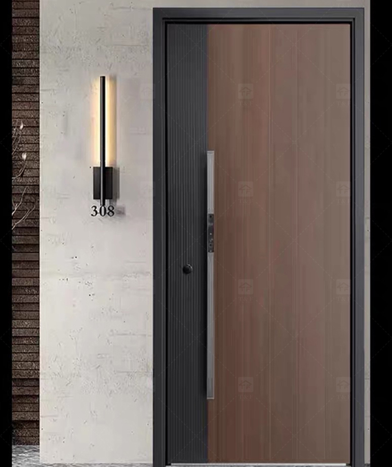 Hot Selling Custom High-End Modern Design External Entrance Front Safety Door Fashionable Door Decoration Exterior Application