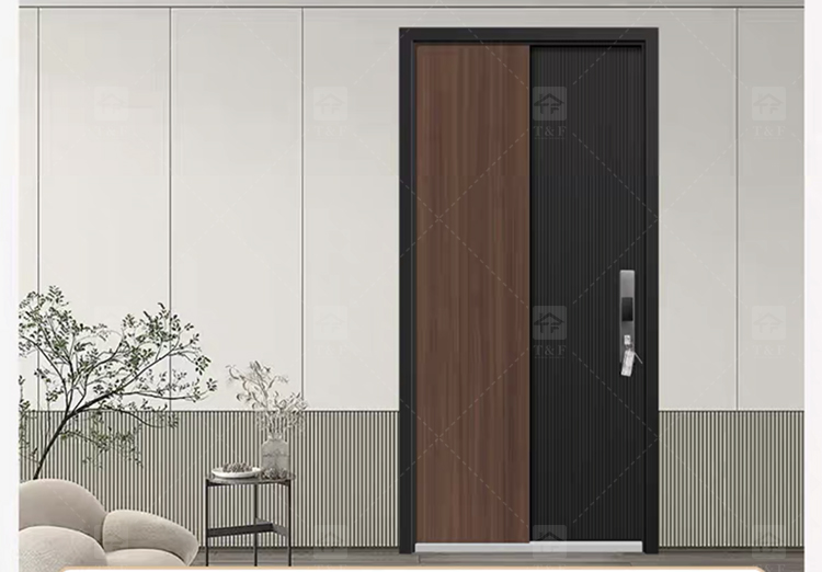 Hot Selling Custom High-End Modern Design External Entrance Front Safety Door Fashionable Door Decoration Exterior Application