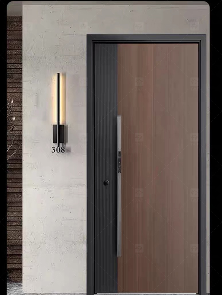 Hot Selling Custom High-End Modern Design External Entrance Front Safety Door Fashionable Door Decoration Exterior Application