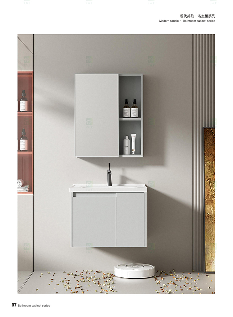 Project Wholesale Single Plywood Wall Floating Bathroom Vanity Cabinet With Ceramic Sink and Mirror