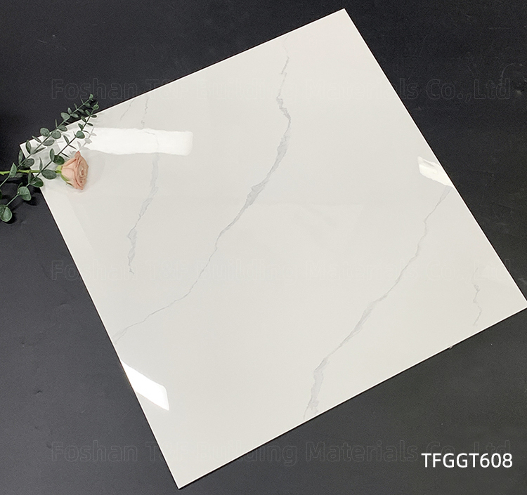 60 by 60 White Porcelain Glazed Carrelage Marbre Tiles for Modern Living Room or Hotel Floor 60x60 Carreaux De Sol Maison Tiles