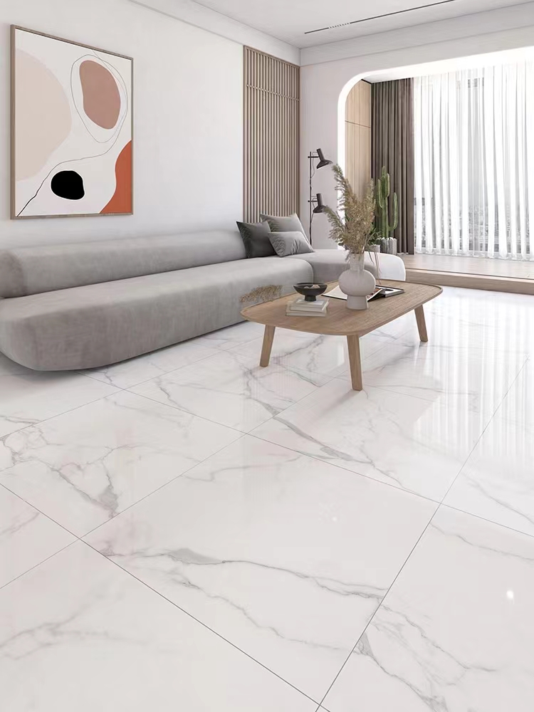 60 by 60 White Porcelain Glazed Carrelage Marbre Tiles for Modern Living Room or Hotel Floor 60x60 Carreaux De Sol Maison Tiles