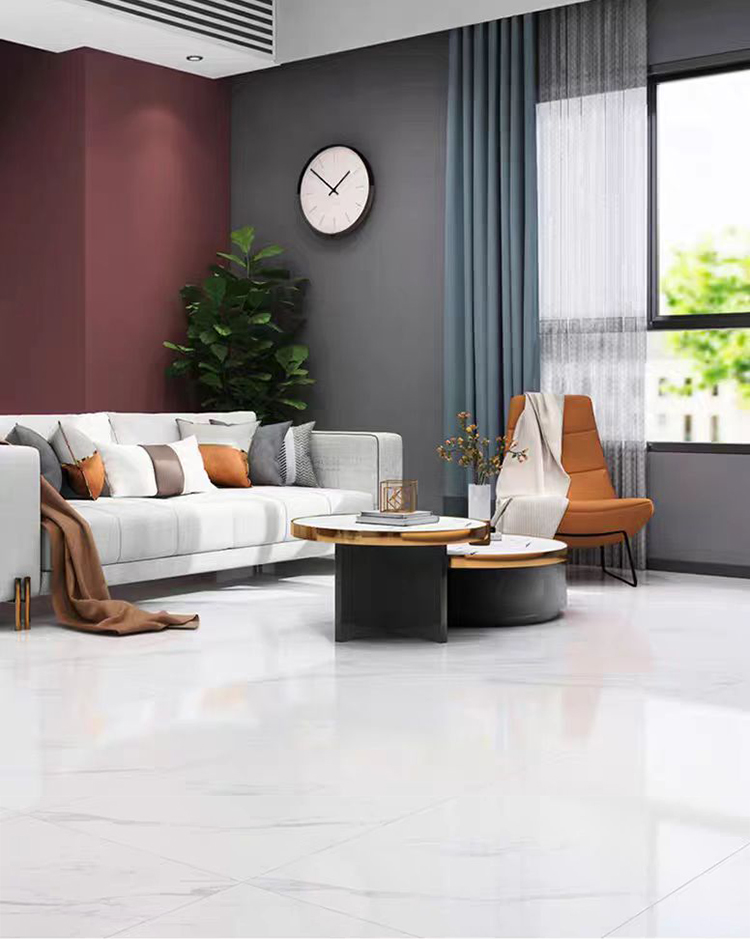 60 by 60 White Porcelain Glazed Carrelage Marbre Tiles for Modern Living Room or Hotel Floor 60x60 Carreaux De Sol Maison Tiles