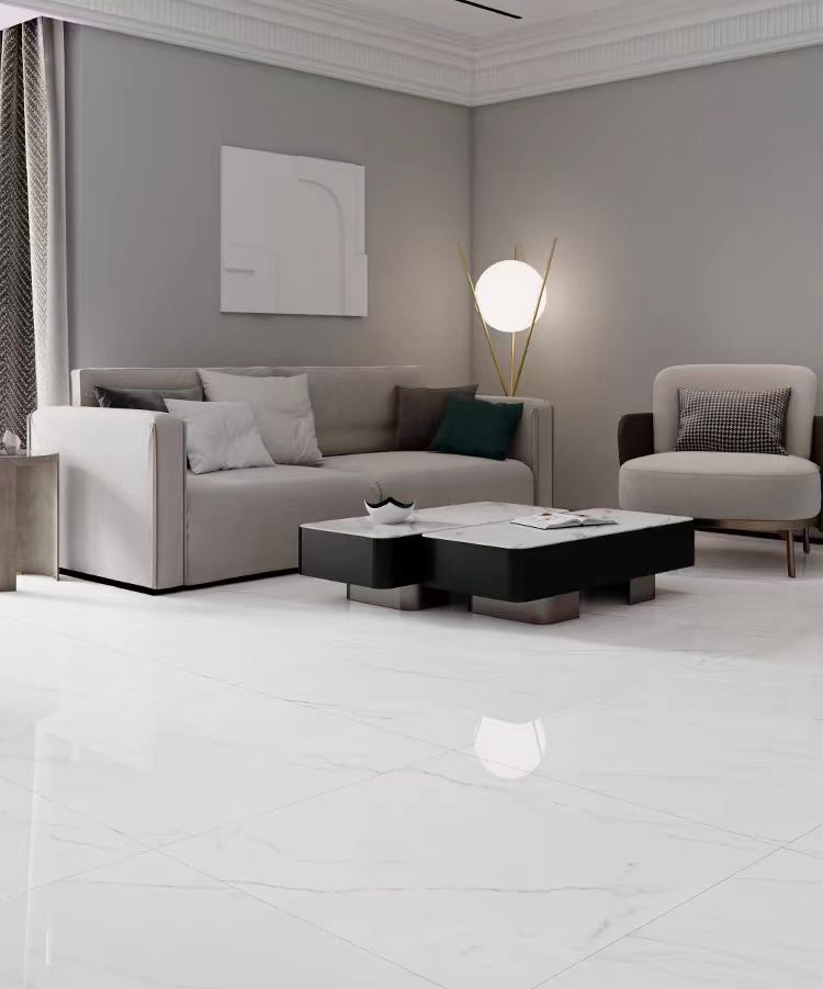 60 by 60 White Porcelain Glazed Carrelage Marbre Tiles for Modern Living Room or Hotel Floor 60x60 Carreaux De Sol Maison Tiles