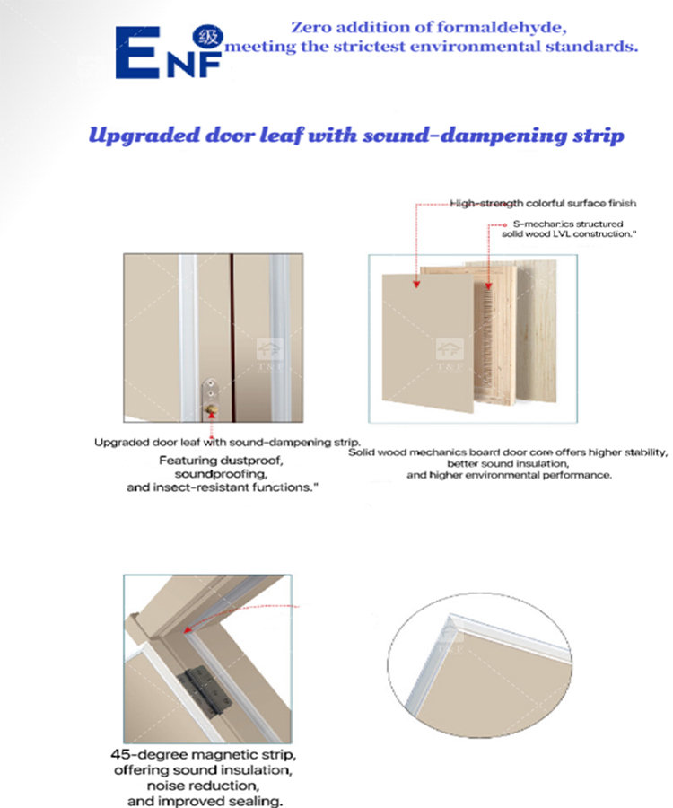 Ashion Solid Wood Door Modern Latest Design Door Formaldehyde Free Interior Modern Bedroom Doors for Houses
