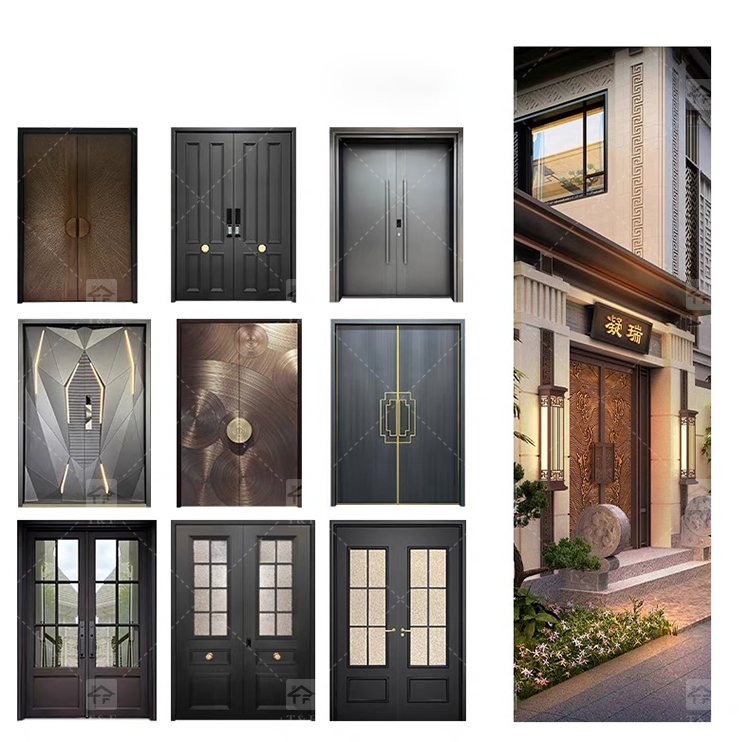 Luxury Double Exterior Doors Front Entrance Modern Door Exterior Entrance Door for Villia