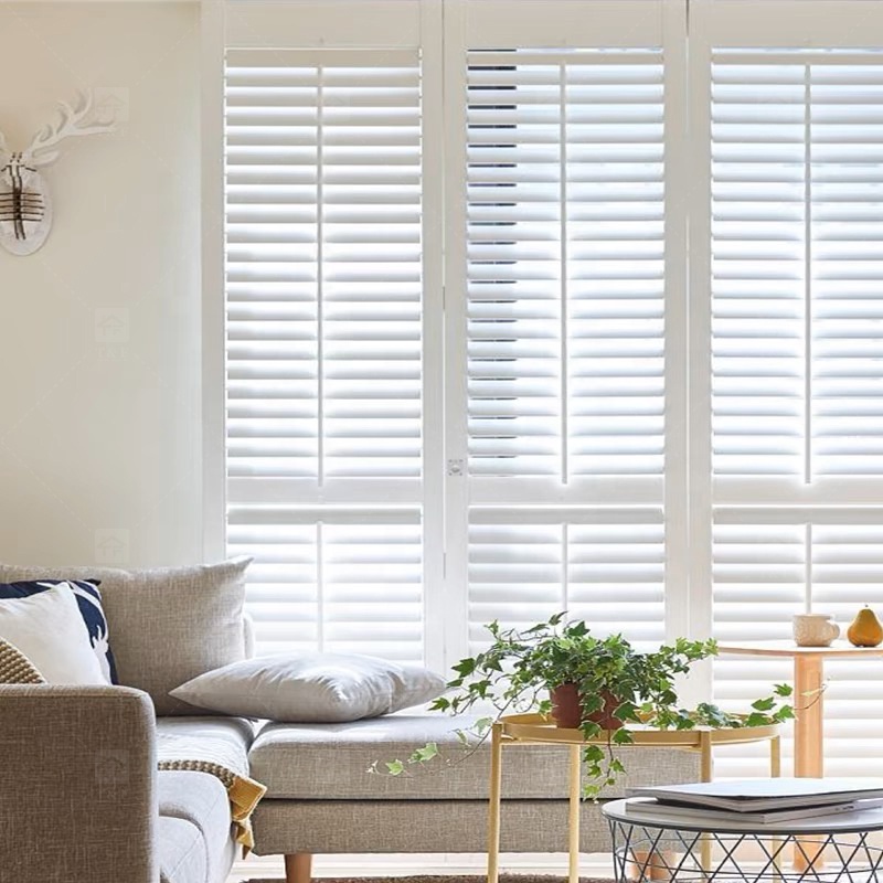 Modern Style High Quality Wooden Plantation Window Louver Western Style Adjustable Shutters Bathroom House Fashionable Window
