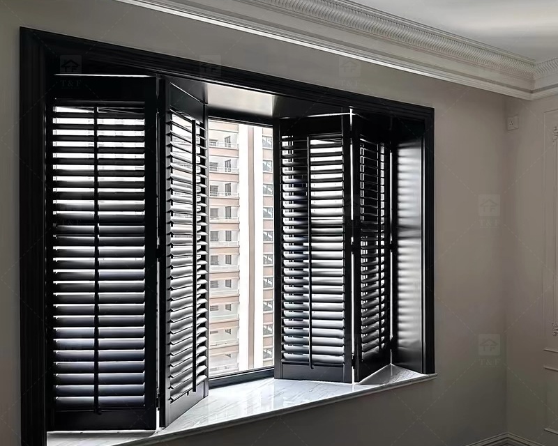 Modern Style High Quality Wooden Plantation Window Louver Western Style Adjustable Shutters Bathroom House Fashionable Window