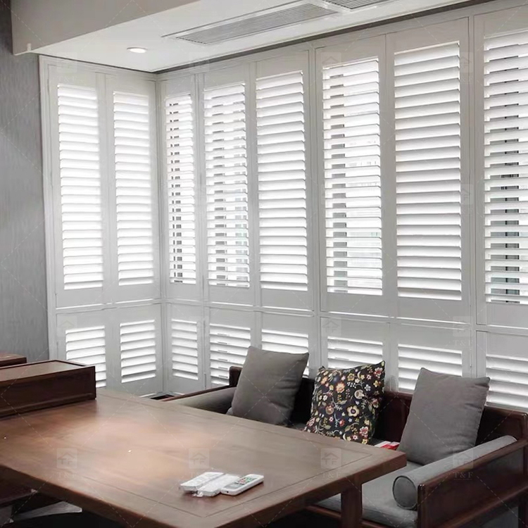 Modern Style High Quality Wooden Plantation Window Louver Western Style Adjustable Shutters Bathroom House Fashionable Window