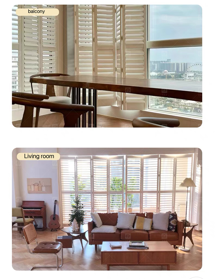 Modern Style High Quality Wooden Plantation Window Louver Western Style Adjustable Shutters Bathroom House Fashionable Window