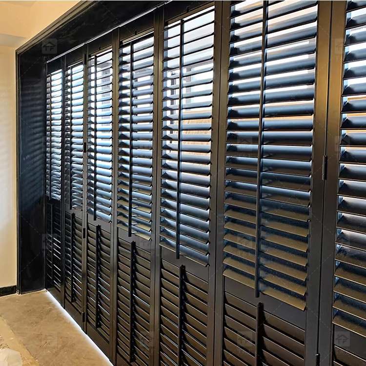 Modern Style High Quality Wooden Plantation Window Louver Western Style Adjustable Shutters Bathroom House Fashionable Window