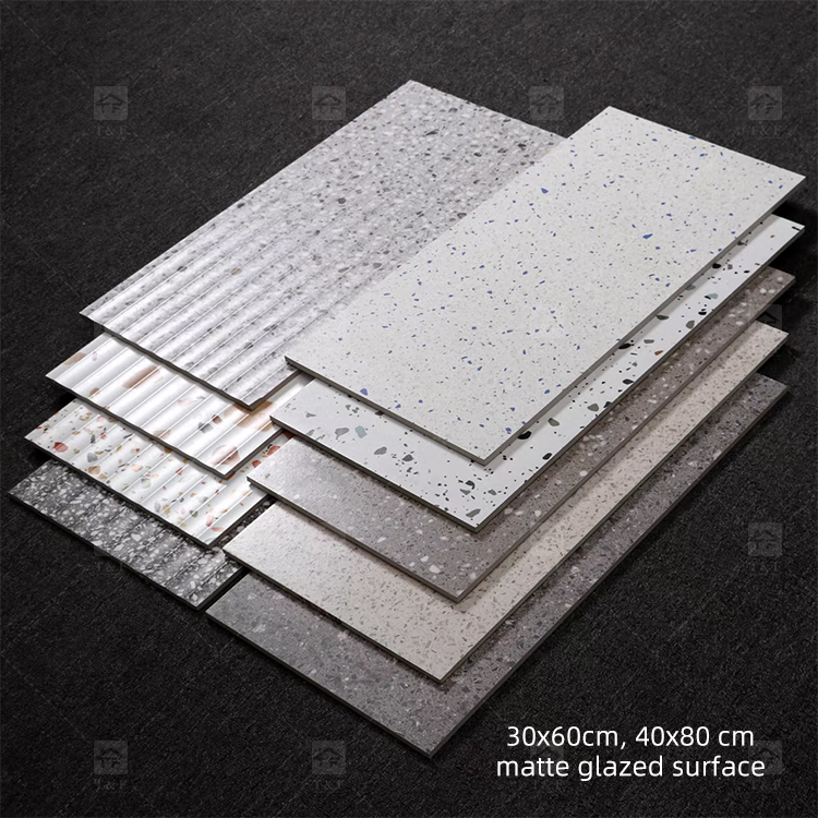 Factory Price 30x30 12x12 Rustic Terrazzo Stone Matte Glazed Ceramic Porcelain Tiles for Kitchen Bathroom Toilet Floor