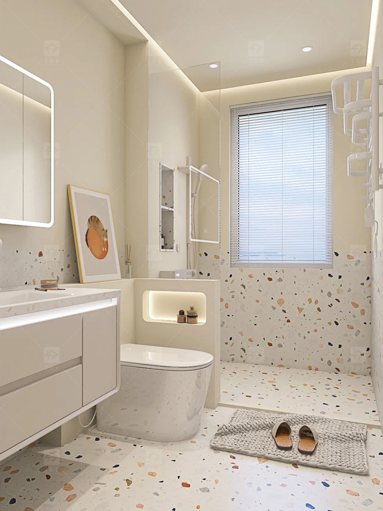 Factory Price 30x30 12x12 Rustic Terrazzo Stone Matte Glazed Ceramic Porcelain Tiles for Kitchen Bathroom Toilet Floor