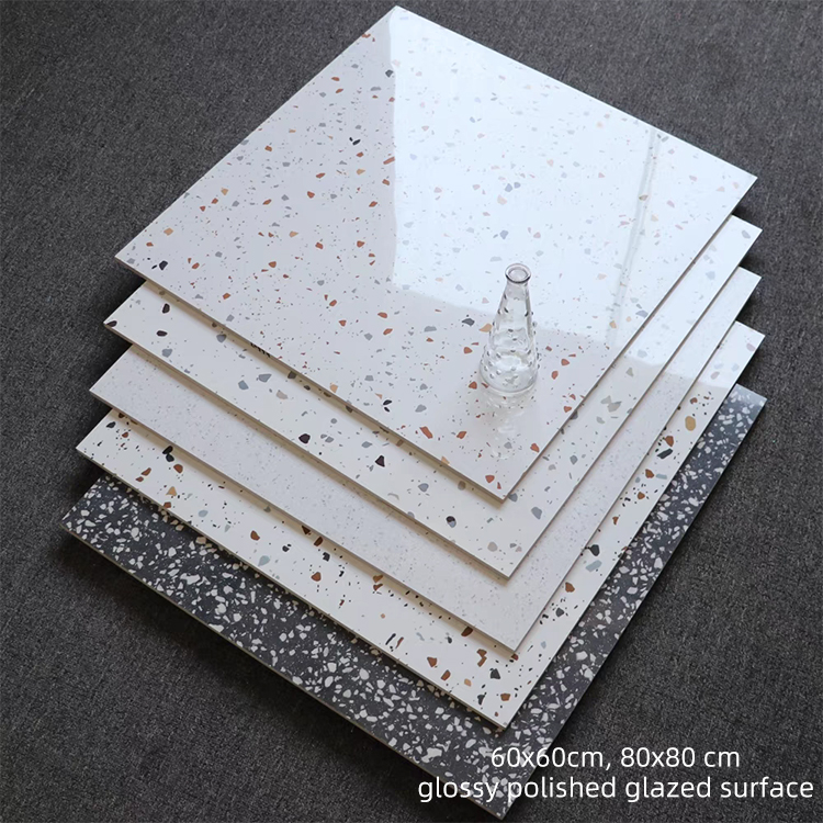 Factory Price 30x30 12x12 Rustic Terrazzo Stone Matte Glazed Ceramic Porcelain Tiles for Kitchen Bathroom Toilet Floor