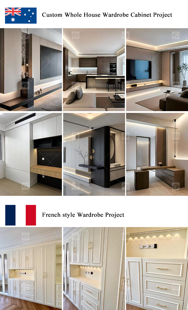Custom Modern Glass Door Wardrobe Bedroom Furniture Portable Hotel Home Wooden Wardrobe Closet