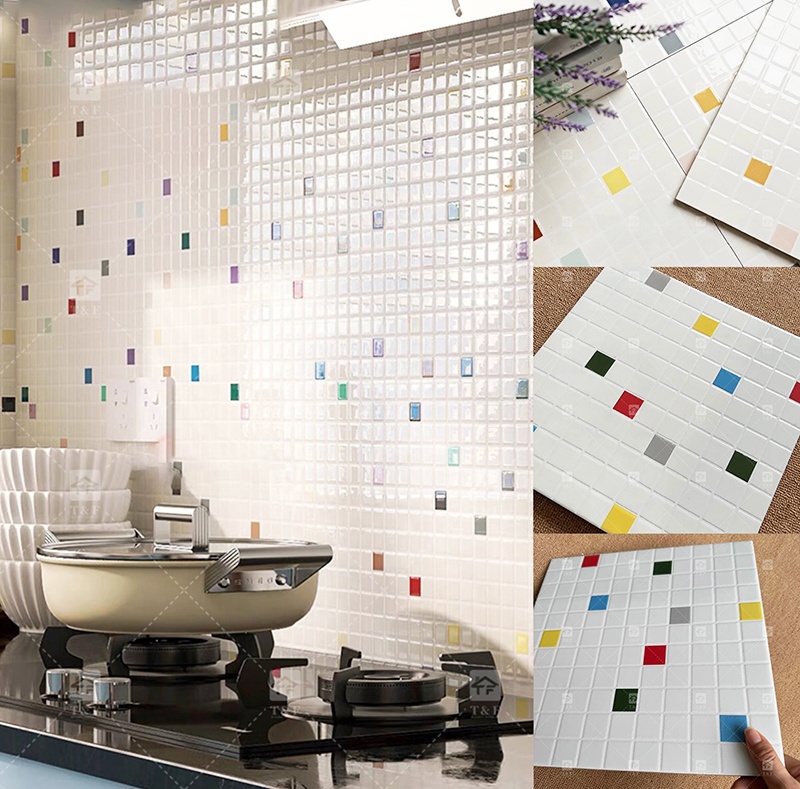 New 300x300 Porcelain White Mosaic Pattern Decorative Wall Tiles Bathroom Shower and Kitchen Floor Tiles