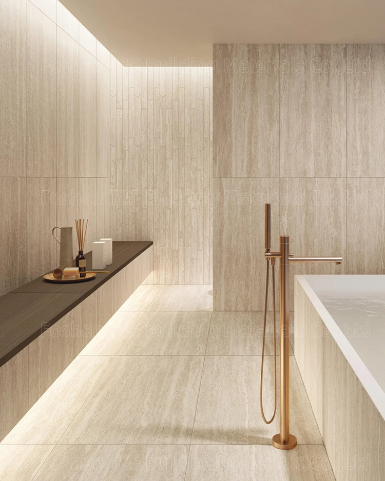 1200x600 Large Format Travertine Look Porcelain Tiles for Bathroom Living Room Wall Tile Floor