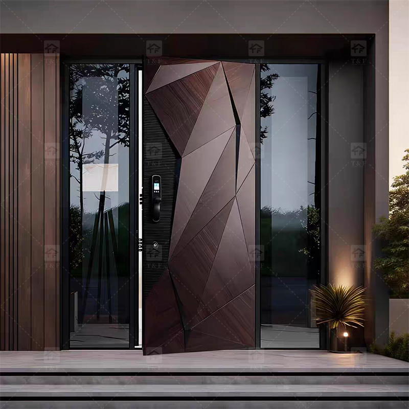 Italian Style Modern Entrance Door Waterproof Stainless Steel Aluminum Security Door for Exterior New Design for Houses