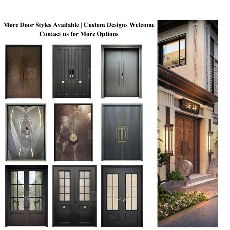 Italian Style Modern Entrance Door Waterproof Stainless Steel Aluminum Security Door for Exterior New Design for Houses