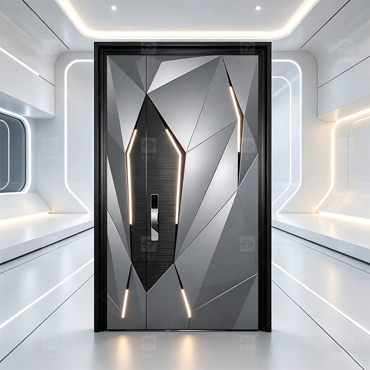 Italian Style Modern Entrance Door Waterproof Stainless Steel Aluminum Security Door for Exterior New Design for Houses