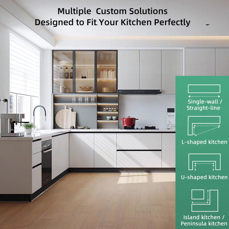 Custom Modern Modular Kitchen Cabinet Design Luxury Wood White Full Kitchen Cabinet Sets for Sale