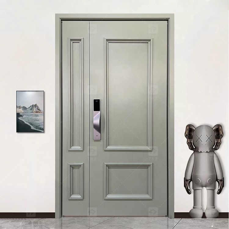 Modern French Style Metal Entry Security Front Door Waterproof Anti-Theft for Exterior Houses and Apartments