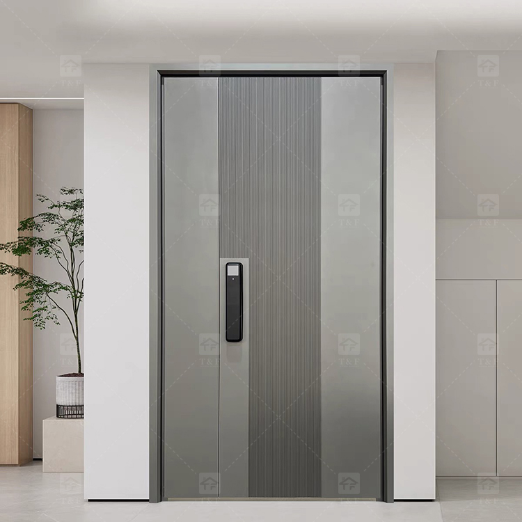 Modern French Style Metal Entry Security Front Door Waterproof Anti-Theft for Exterior Houses and Apartments