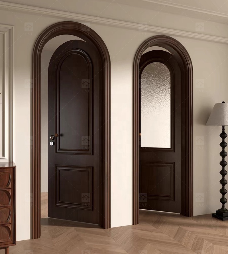 Modern Retro Interior French Wooden Doors High Quality Waterproof Solid Wood for Houses Bedrooms Hotels Villas Hospitals
