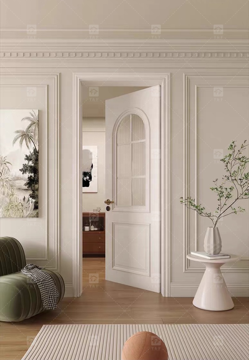 Modern Retro French Interior Glass Wood Door Factory Direct for Home  Office Finished Surface for Apartment