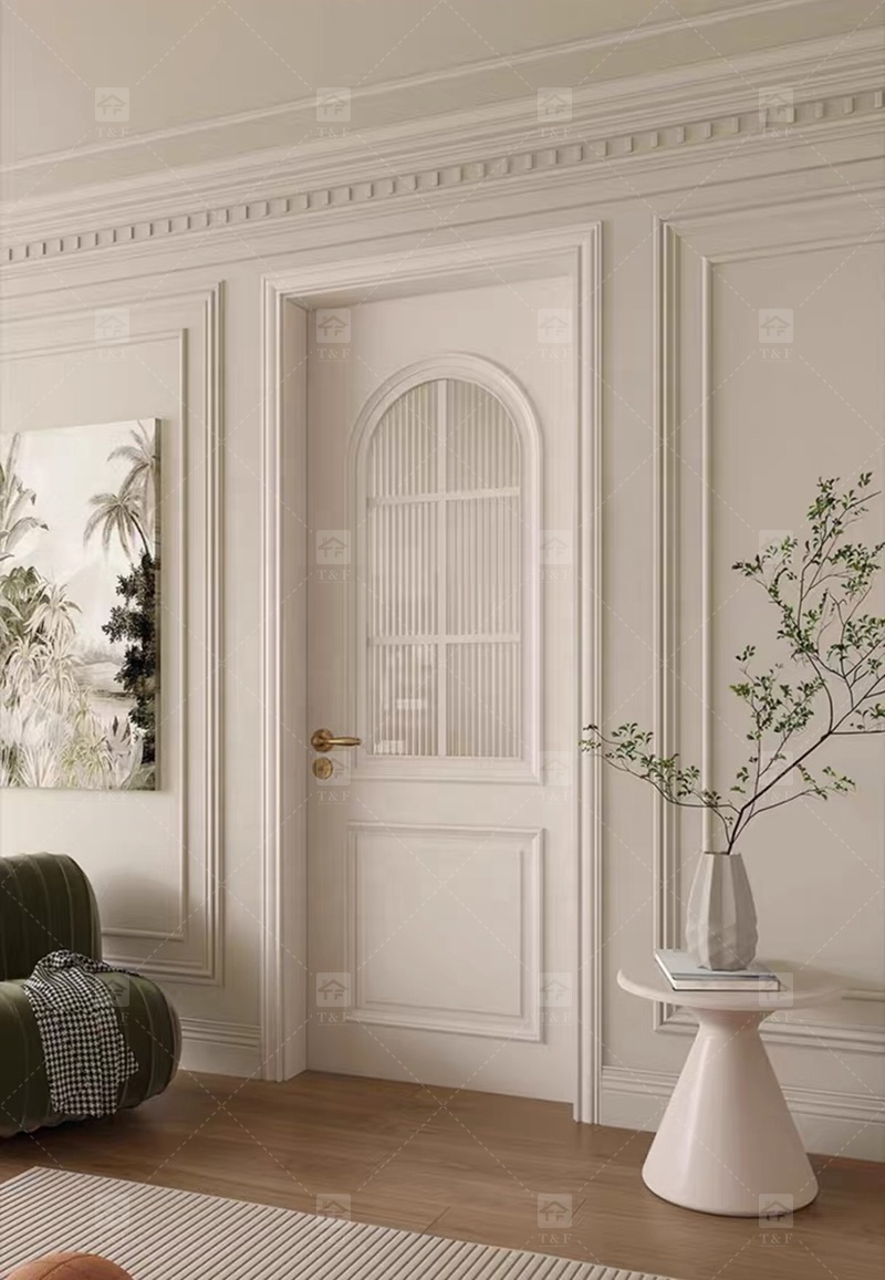 Modern Retro French Interior Glass Wood Door Factory Direct for Home  Office Finished Surface for Apartment
