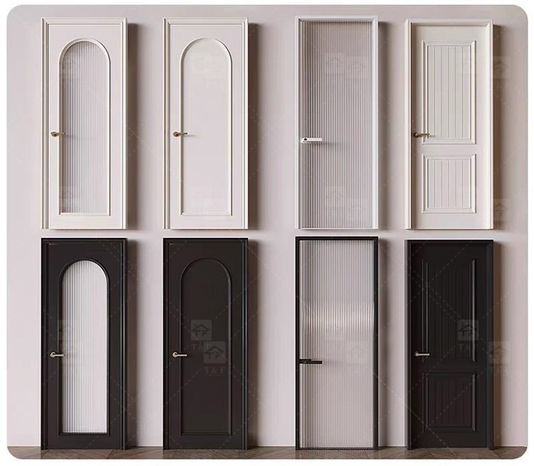 Modern Retro French Interior Glass Wood Door Factory Direct for Home  Office Finished Surface for Apartment