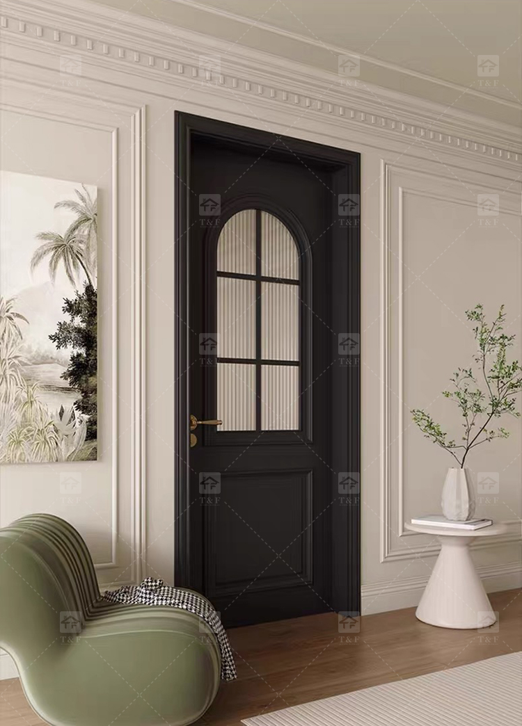 Modern Retro French Interior Glass Wood Door Factory Direct for Home  Office Finished Surface for Apartment
