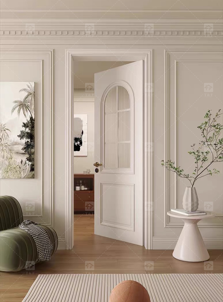 Modern Retro French Interior Glass Wood Door Factory Direct for Home  Office Finished Surface for Apartment