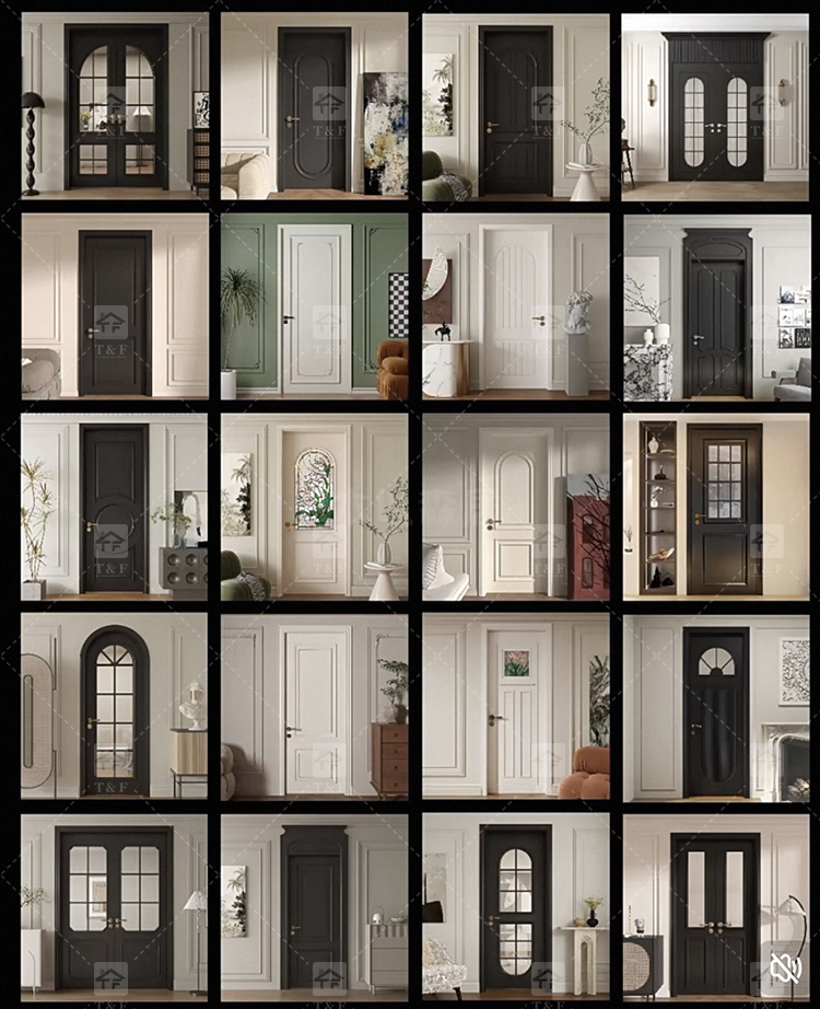 Modern Retro French Interior Glass Wood Door Factory Direct for Home  Office Finished Surface for Apartment