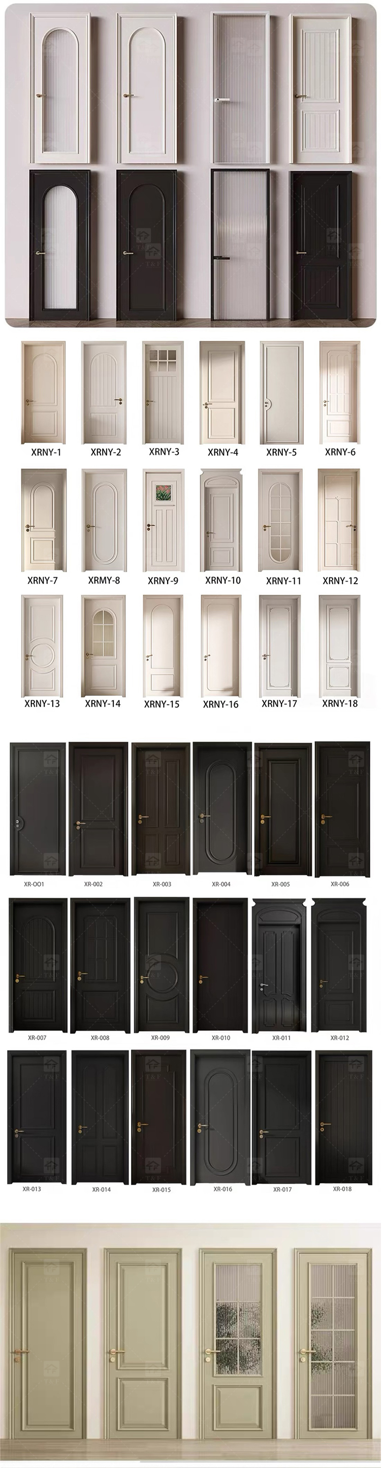 Modern Retro French Interior Glass Wood Door Factory Direct for Home  Office Finished Surface for Apartment