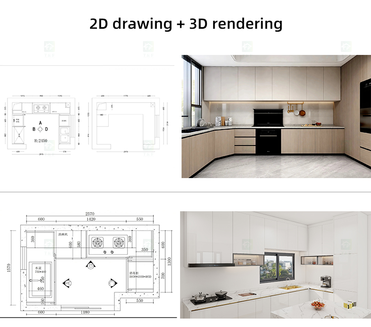 Modern Complete White Kitchen Cabinets in Ltaly Style Aluminum Design with Cupboards for Kitchen Design