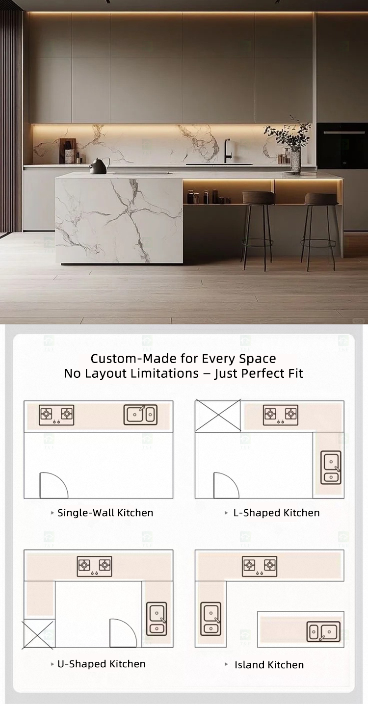 Modern Complete White Kitchen Cabinets in Ltaly Style Aluminum Design with Cupboards for Kitchen Design
